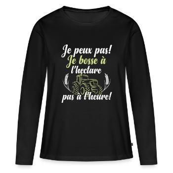 Je bosse à l'hectare - T-shirt manches longues Premium bio Femme - noir - Devant - Julia (174cm)