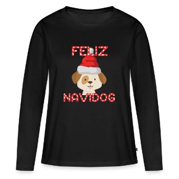 Feliz Navidog - Women's Premium Organic Long Sleeve Shirt - black - Front - Julia (174cm)