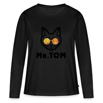 M. Tom - T-shirt manches longues Premium bio Femme - noir - Devant - Julia (174cm)