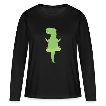 Dino - Frauen Premium Bio Langarmshirt - Schwarz - Vorne - Julia (174cm)
