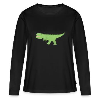 Dino - Frauen Premium Bio Langarmshirt - Schwarz - Vorne - Julia (174cm)