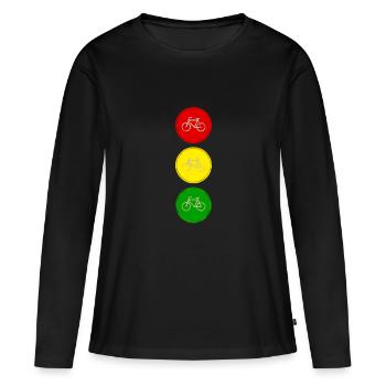 Feu de circulation vélo vélo - T-shirt manches longues Premium bio Femme - noir - Devant - Julia (174cm)