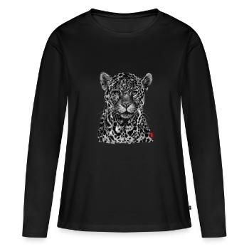 Leopard - Women's Premium Organic Long Sleeve Shirt - black - Front - Julia (174cm)