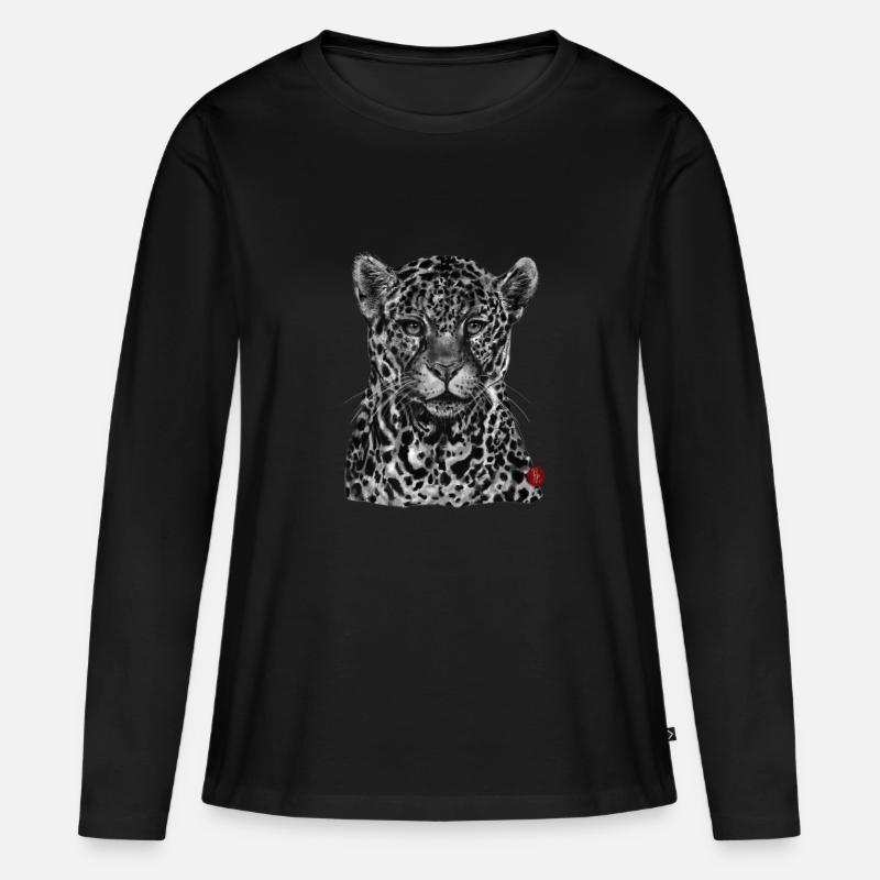 Leopard - Frauen Premium Bio Langarmshirt - Schwarz