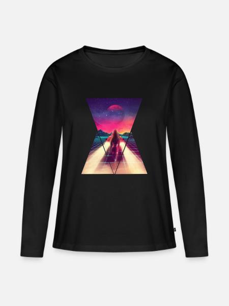 80er Retro Auto - Frauen Premium Bio Langarmshirt - Schwarz