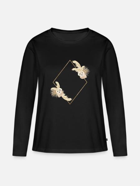 Pampasgras Raute Design Idee - Frauen Premium Bio Langarmshirt - Schwarz