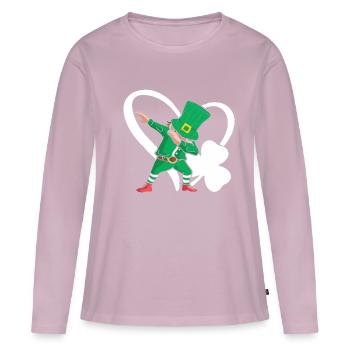 Dabbing St. Patty Cloverleaf Hat Heart - Women's Premium Organic Long Sleeve Shirt - dusky pink - Front - Julia (174cm)
