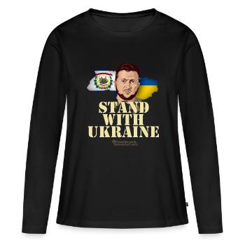 Ukraine West Virginia - Frauen Premium Bio Langarmshirt - Schwarz - Vorne - Julia (174cm)