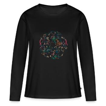 Fleur abstraite - T-shirt manches longues Premium bio Femme - noir - Devant - Julia (174cm)