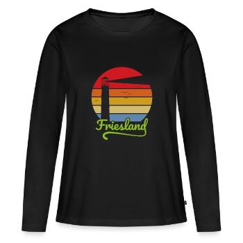Friesland - Frauen Premium Bio Langarmshirt - Schwarz - Vorne - Julia (174cm)