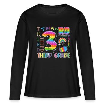 Écolier de 3e année Premier jour d’école - T-shirt manches longues Premium bio Femme - noir - Devant - Julia (174cm)