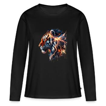 Thunder Tiger Tee - Women's Premium Organic Long Sleeve Shirt - black - Front - Julia (174cm)