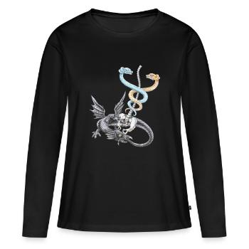 Le caducée d'Hermès - T-shirt manches longues Premium bio Femme - noir - Devant - Julia (174cm)