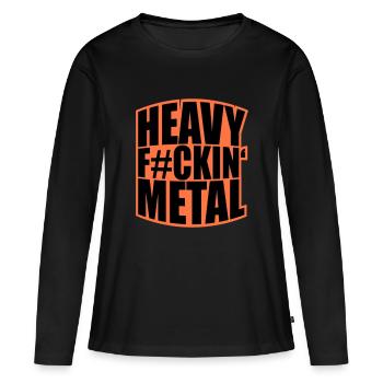 Heavy F#ckin' Metal Hard Rock Musik Texte Spruch - T-shirt manches longues Premium bio Femme - noir - Devant - Julia (174cm)