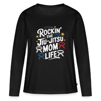Power-Spruch für Jiu-Jitsu-Mamas - Frauen Premium Bio Langarmshirt - Schwarz - Vorne - Julia (174cm)