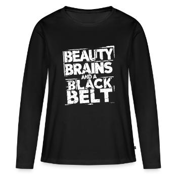 Karate with style and strength - Women's Premium Organic Long Sleeve Shirt - black - Front - Julia (174cm)