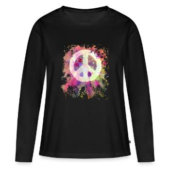 Cadeau de puissance de fleur de paix mondiale de paix - T-shirt manches longues Premium bio Femme - noir - Devant - Julia (174cm)