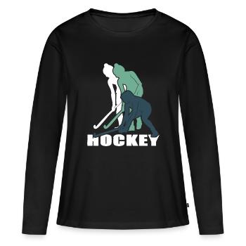 Hockey Hockey-fille Hockey sur gazon Club de hockey - T-shirt manches longues Premium bio Femme - noir - Devant - Julia (174cm)