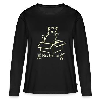 Le chat de Schrödinger - T-shirt manches longues Premium bio Femme - noir - Devant - Julia (174cm)