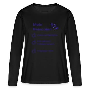 Mein Reiseplan? - Frauen Premium Bio Langarmshirt - Schwarz - Vorne - Julia (174cm)