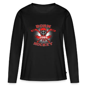 né à cadeau de hockey icehockey 1989 - T-shirt manches longues Premium bio Femme - noir - Devant - Julia (174cm)
