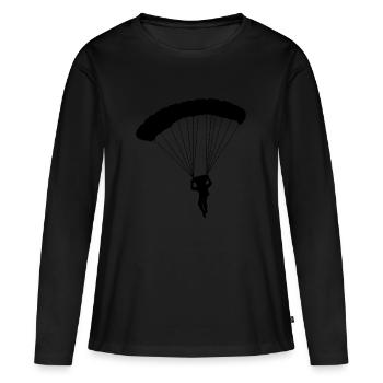 Fallschirmspringer - Frauen Premium Bio Langarmshirt - Schwarz - Vorne - Julia (174cm)
