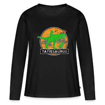 Ma Tatie Dinosaure C'est la Meilleure - T-shirt manches longues Premium bio Femme - noir - Devant - Julia (174cm)