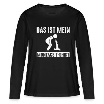 C’est mon lundi lundi - T-shirt manches longues Premium bio Femme - noir - Devant - Julia (174cm)