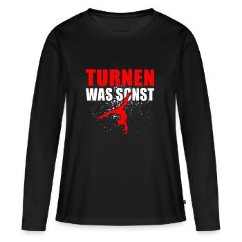 Turnen was sonst - Frauen Premium Bio Langarmshirt - Schwarz - Vorne - Julia (174cm)