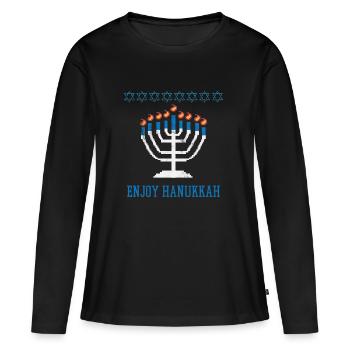 Ugly Hanukkah, Chanukkah, Lichterfest, Geschenk - Frauen Premium Bio Langarmshirt - Schwarz - Vorne - Julia (174cm)