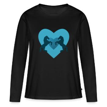 Cheval chevaux équitation équestre poney western - T-shirt manches longues Premium bio Femme - noir - Devant - Julia (174cm)