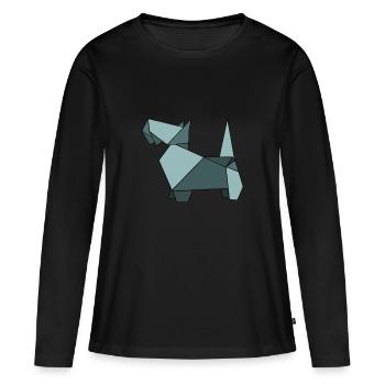 Hund Hunde Hündchen Sticker ORIGAMI - Frauen Premium Bio Langarmshirt - Schwarz - Vorne - Julia (174cm)