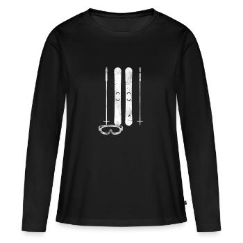 Les skieurs skis ski de ski d'hiver cadeau - T-shirt manches longues Premium bio Femme - noir - Devant - Julia (174cm)