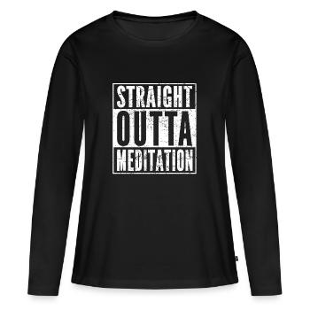 DROIT MÉDITATION La méditation chemise drôle OUTTA - T-shirt manches longues Premium bio Femme - noir - Devant - Julia (174cm)