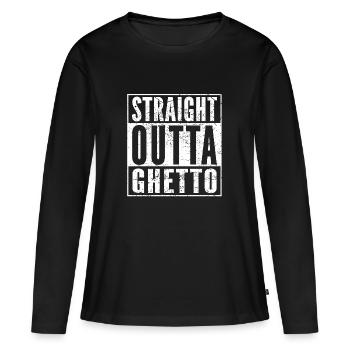 Straight Outta GHETTO Berlinshirt drôle - T-shirt manches longues Premium bio Femme - noir - Devant - Julia (174cm)
