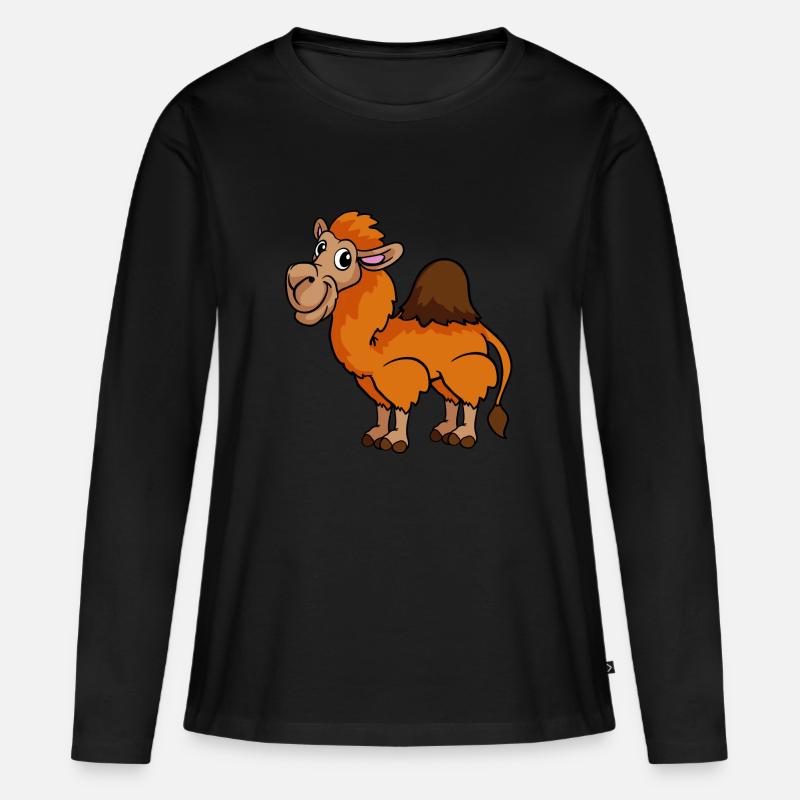Kamel Dromedar - Frauen Premium Bio Langarmshirt - Schwarz