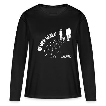 Never Walk Alone Dog Horse - Frauen Premium Bio Langarmshirt - Schwarz - Vorne - Julia (174cm)