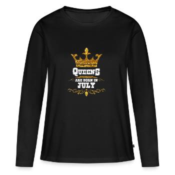 Pailletten Queens are born in July Juli Geburtstag - Frauen Premium Bio Langarmshirt - Schwarz - Vorne - Julia (174cm)
