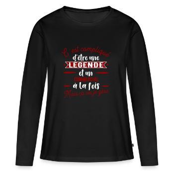 Commercial une légende cadeau - T-shirt manches longues Premium bio Femme - noir - Devant - Julia (174cm)