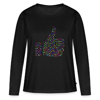 I like this Comme! Thumbs Up! - T-shirt manches longues Premium bio Femme - noir - Devant - Julia (174cm)
