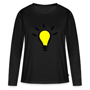 Glühbirne Licht an Idee Geschenk Idee - Frauen Premium Bio Langarmshirt - Schwarz - Vorne - Julia (174cm)