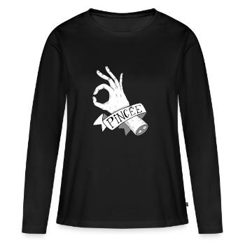 Traduction approximative #1 - T-shirt manches longues Premium bio Femme - noir - Devant - Julia (174cm)