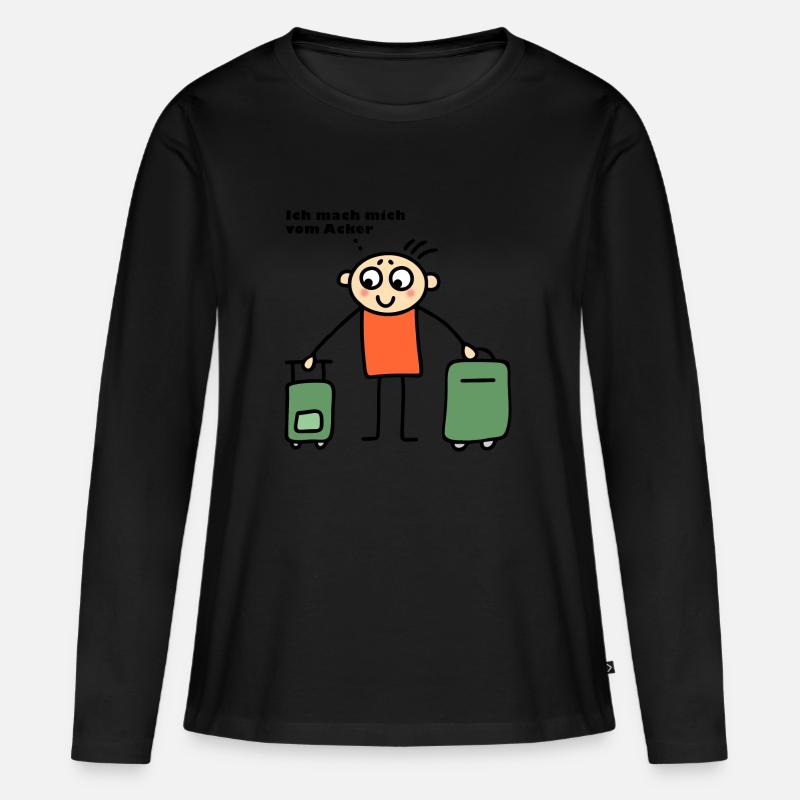 Mann mit Koffern - Mach mich vom Acker - Frauen Premium Bio Langarmshirt - Schwarz