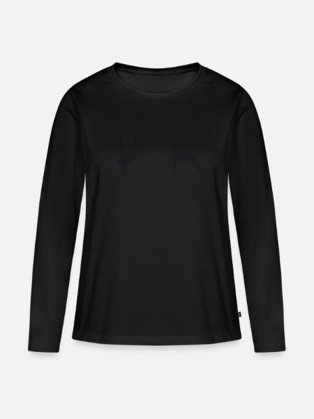 Rhodesian Ridgeback mit Frau - Frauen Premium Bio Langarmshirt - Schwarz