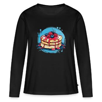 Crêpes aux baies - T-shirt manches longues Premium bio Femme - noir - Devant - Julia (174cm)