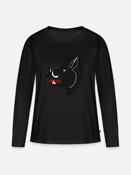 Wildschwein - Frauen Premium Bio Langarmshirt - Schwarz