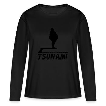 Fatso tsunami Silhouette gros homme - T-shirt manches longues Premium bio Femme - noir - Devant - Julia (174cm)