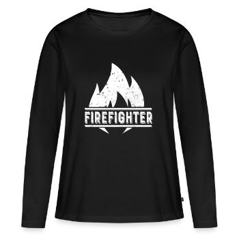 Pompier lutte contre les incendies Incendie Incendie - T-shirt manches longues Premium bio Femme - noir - Devant - Julia (174cm)