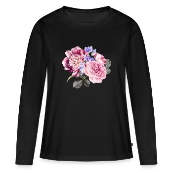Bouquet de fleurs - T-shirt manches longues Premium bio Femme - noir - Devant - Julia (174cm)