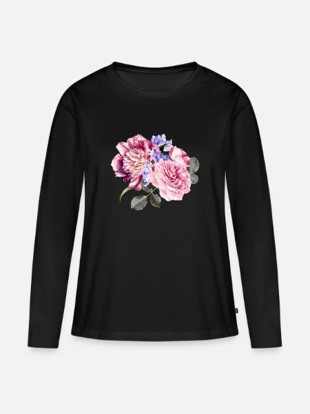 Blumenstrauß - Frauen Premium Bio Langarmshirt - Schwarz